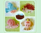 Woodland Animals  Waldorf Hedgehog Robin Bluebird Snail Nest All Natural Wool Miniature Set of 5 MADE TO ORDER
