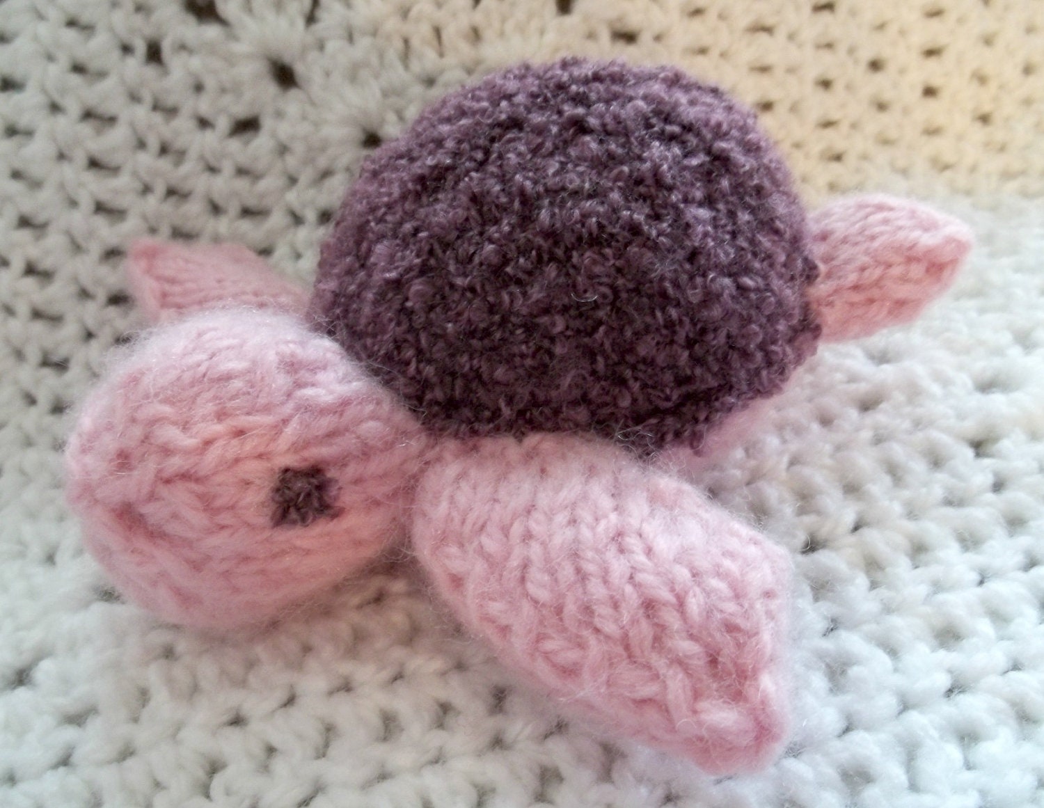 Hand Knitted Toy - Pink Sea Turtle - Toddler Toy