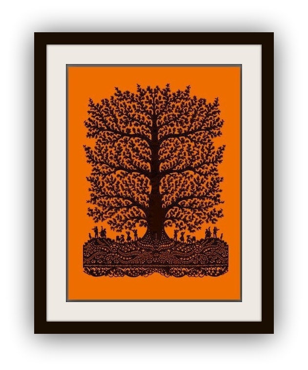 Unique gift - Handmade Artful Papercutting silhouette Art Work - Tree of joy