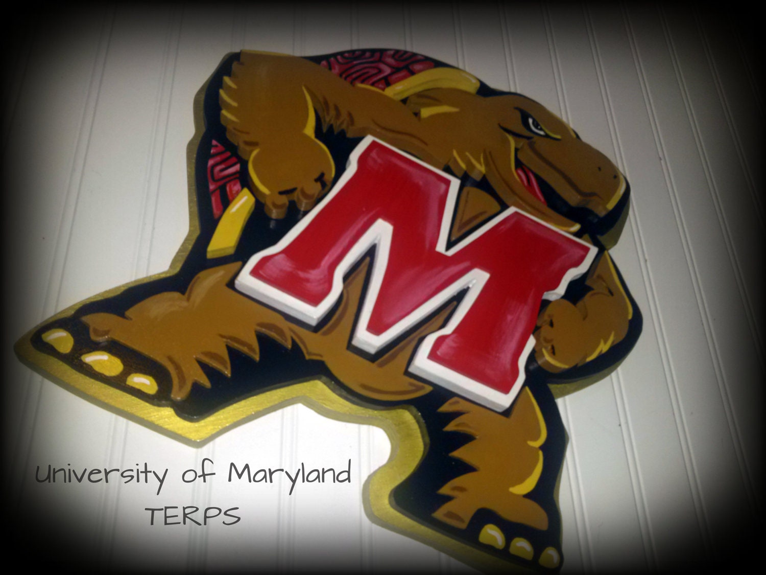 Large Custom 3D Maryland TERPS  University Football Basketball Soccer Turtle MD College Park WOOD
