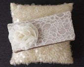 Champagne and ivory lace Astrid flower clutch