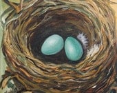 Nest Egg painting  gallery wrapped canvas 6 x 6 inches