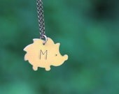 Hand Stamped HEDGEHOG / Personalized Necklace / Handstamped Copper Charm Pendant