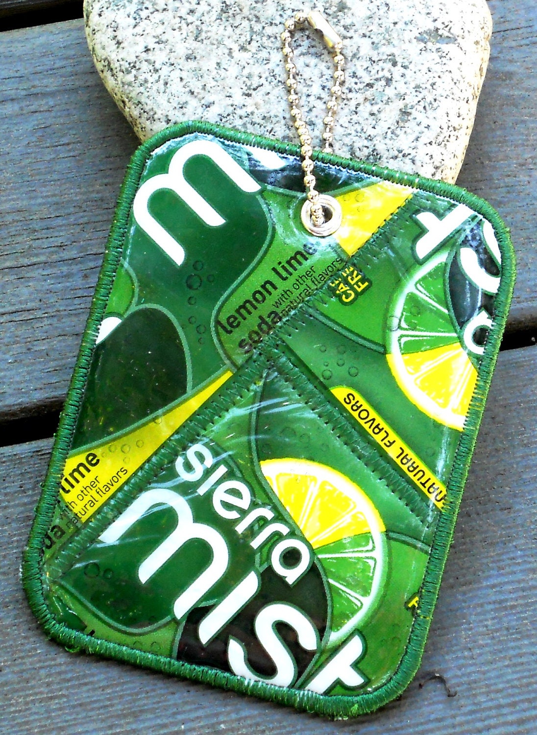 Luggage Tag from Recycled Sierra Mist Bottle Labels