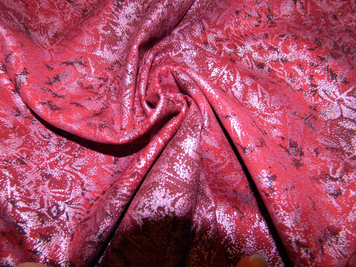 Fairy Frost Cotton Fabric in Metallic Claret by Michael Miller