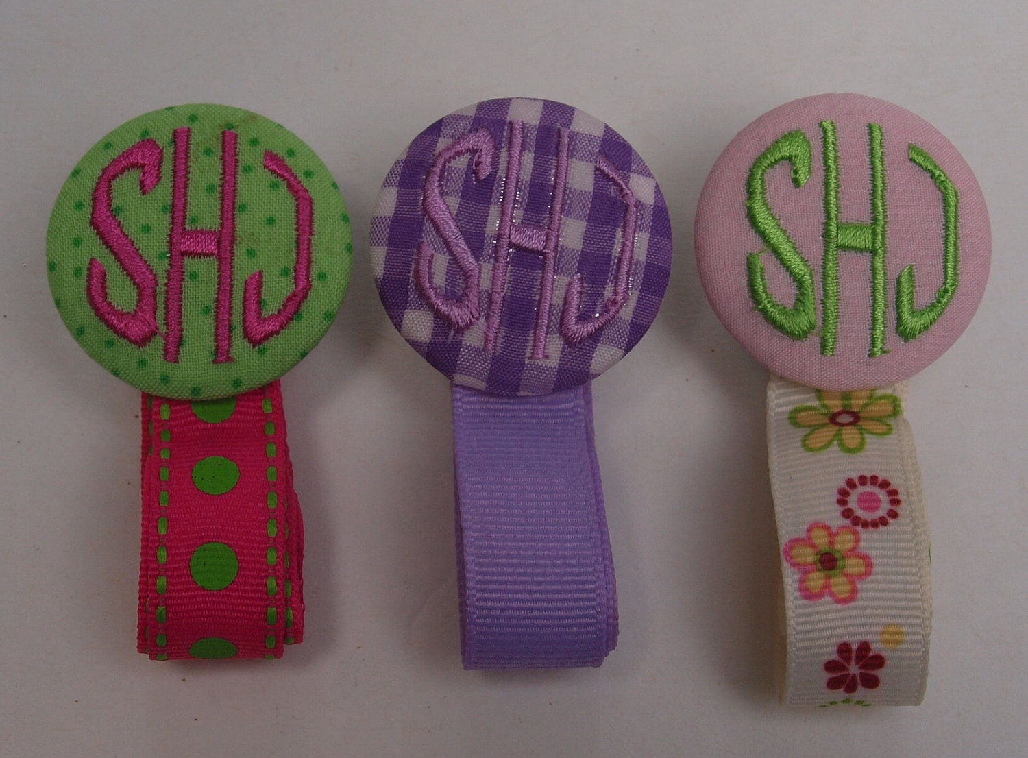 Boutique Custom 3 Letter Monogrammed Personalized Pacifier Clip Leash