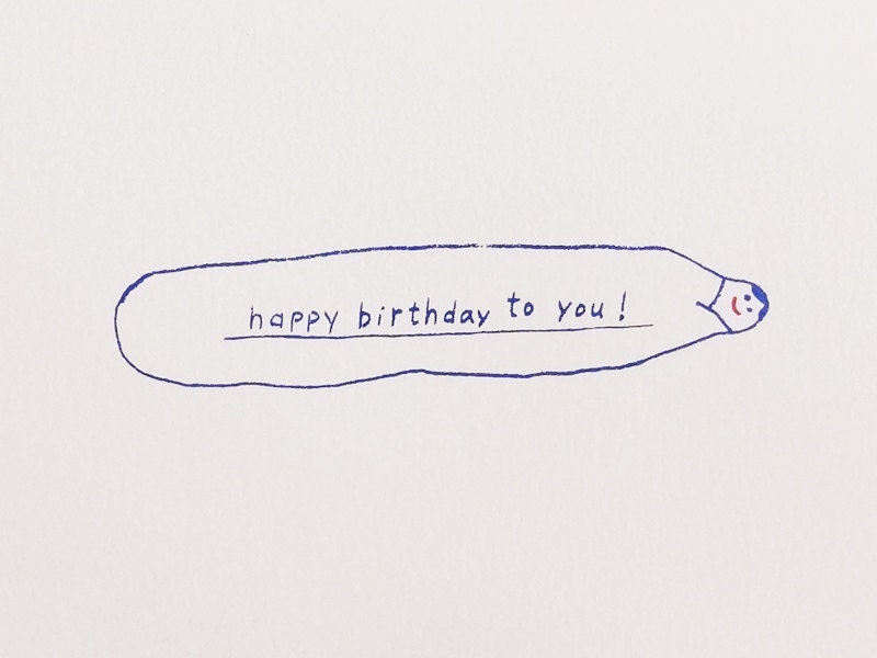 Blue Happy birthday card(set of 2)