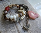 Mixed stones and bones Wrap bracelet or Choker healing jewelry ooak