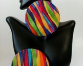 Large Circle Fabric earrings multicolor