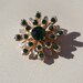 Coro Green Gold Brooch vintage sunburst brooch
