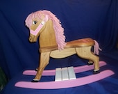 NEW "COWGIRL"  Pink Handmade Wooden Rocking Horse
