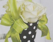 WEDDING Aisle Decorations - Shepherds Hook - Pew Cones - Aisle Markers - Reception Centerpieces 6 Damask / Polka Dot VASE Pew Cone