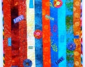 Swimming Upstream, Number 5, 19 x 39 inch art quilt