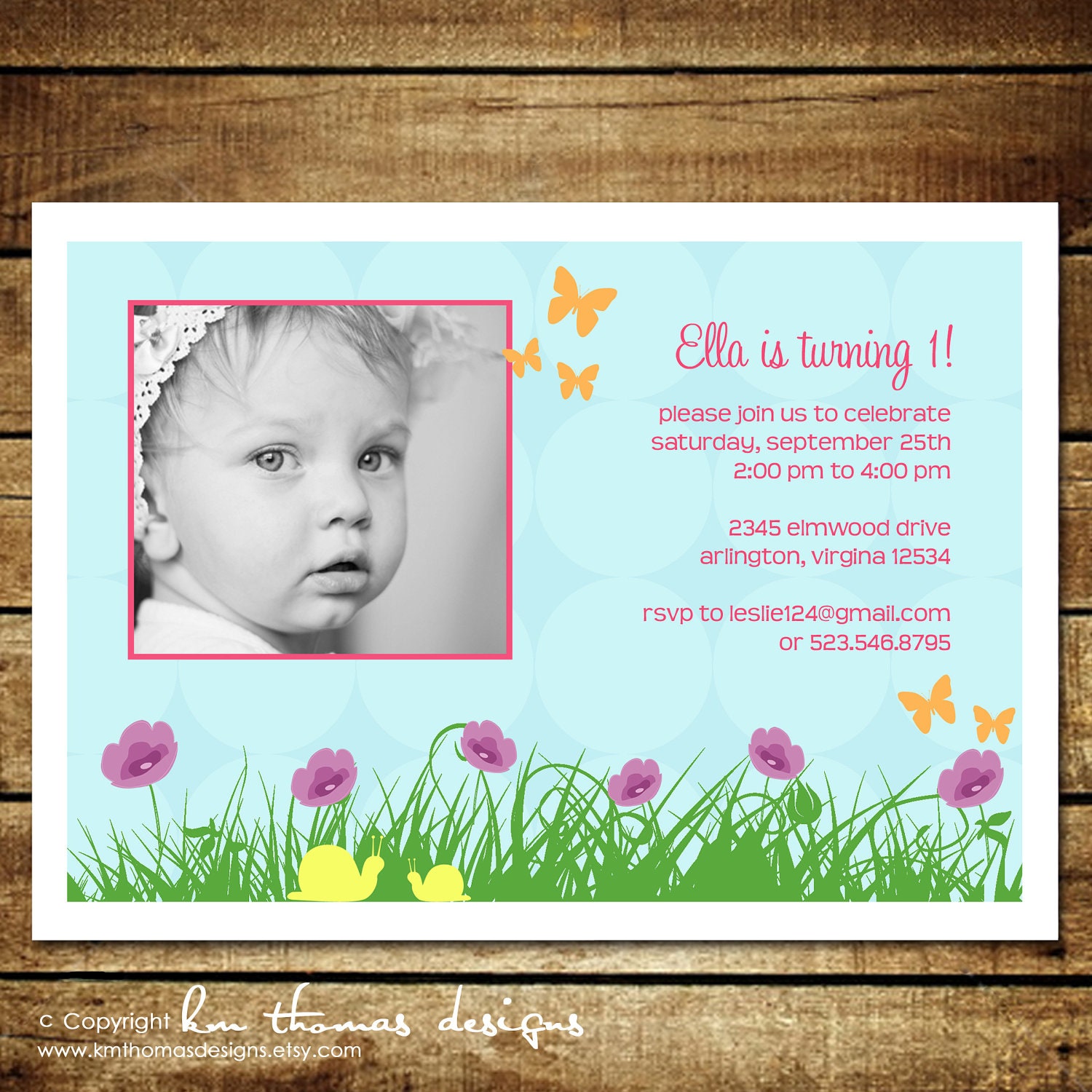 GARDEN...Custom Printable Birthday Photo Invitation....by KM Thomas Designs Il_170x135