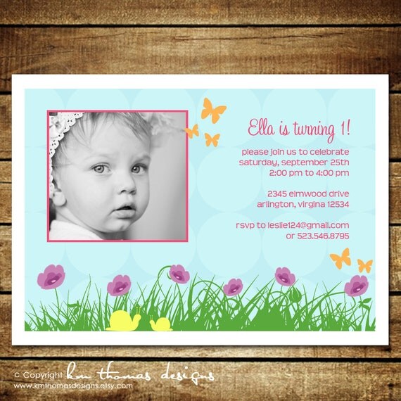 GARDEN...Custom Printable Birthday Photo Invitation....by KM Thomas Designs Il_570xn