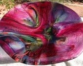 Cranberry Fused Glass Tie-Dye Bowl