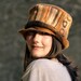 caramel felt hat Ooak hat fiber art hat merino wool hat unique felt hat nuno felt hat French hat designer handmade France Etsy jannio