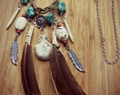 Bohemian Feather Turquoise beads Multi Pendant Necklace Have Faith