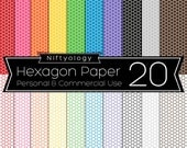 INSTANT DOWNLOAD - Digital Paper Pack - Hexagon Rainbow Basics - Personal and Commercial Use