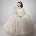 Vintage 1950s Wedding Dress // Classic 1950s Full Skirt Tiered Lace Wedding Gown with Sequins