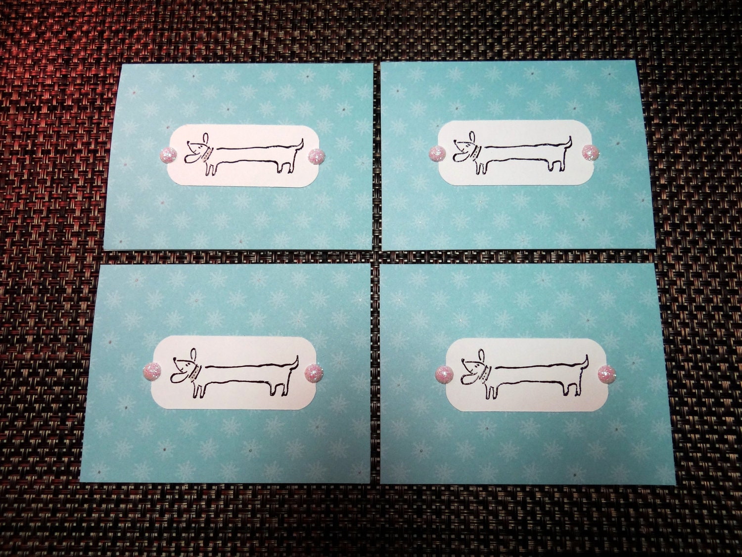Dachshund DOXIE hand designed Christmas holiday note cards card 12 pack rescue group