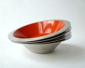 Red Enamelware and Stainless Steel Bowls