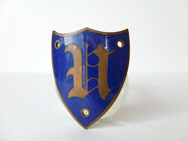 Enamel Walking Stick Badge Shield Letter U