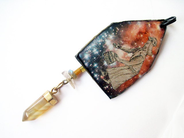 The infancy of the world. Cosmic alchemy resin pendant.