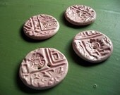 Four Large Round Pink Ceramic Buttons