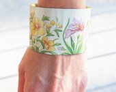 Floral Cuff Bracelet -  Shabby Chic Spring Garden Recycled Tin Cuff - Views from a Tin Collection