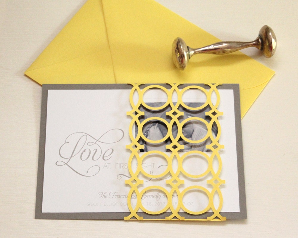 Baby Announcements - cutout, trellis wrap design with customizable colors