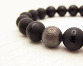 Black Onyx Men's Bracelet with Oxidized Sterling Silver / Matte Shiny Onyx / Masculine Dude Bracelet / Bead Bracelet / Dark Night Bracelet