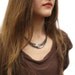 Leather & Sterling Geometric Tubes Necklace / Solid Sterling Silver / Eco Friendly Leather / olive blue metallic bib statement necklace