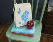 screen printed triangle lunch bag geometric print recycled cotton
