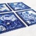 Quilted Fabric Coasters - Blue Roses - Delft Flowers - 4 Reversible Mini Quilts Candle Mat Set - Blue and White China Porcelain
