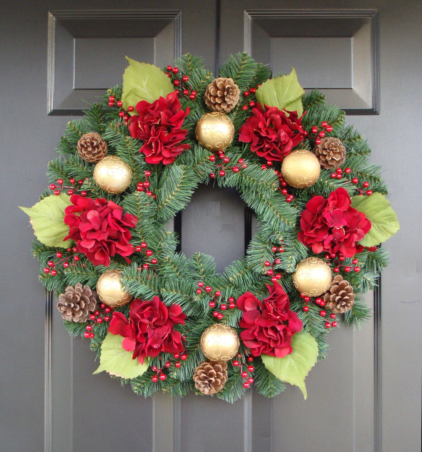 Christmas Wreath, Holiday Home Decor, Christmas Wreath for Door, Ornament Wreath