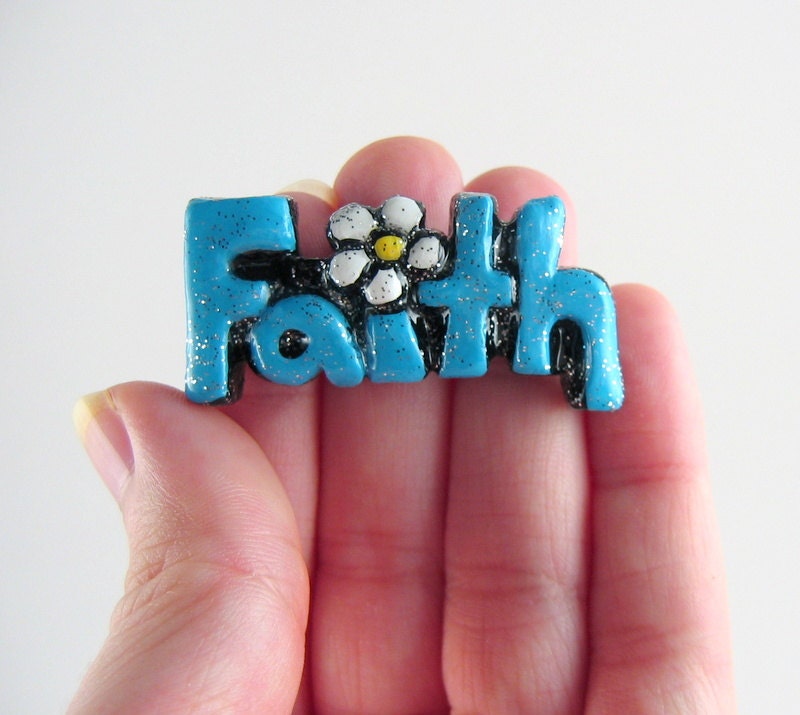 Faith magnet - aqua blue fridge magnet, inspiring words