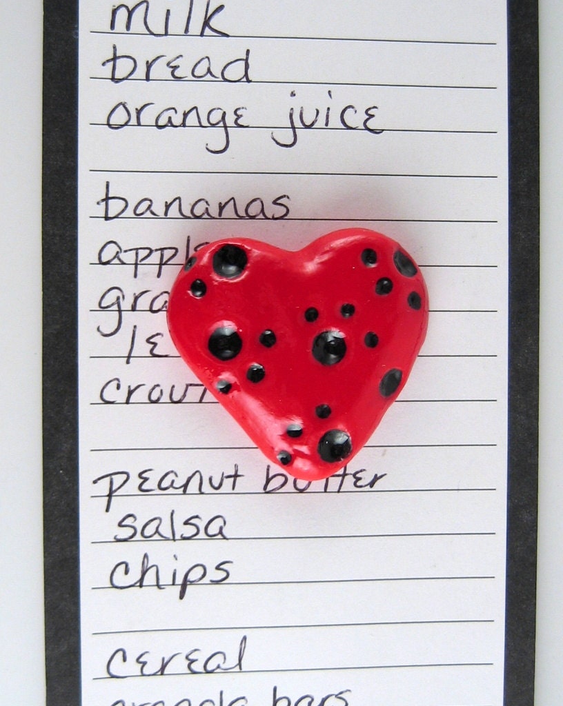 Magnet - heart with paw prints, animal lover fridge magnet, red heart, kitchen decor