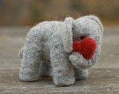 Needle Felted Elephant with Heart