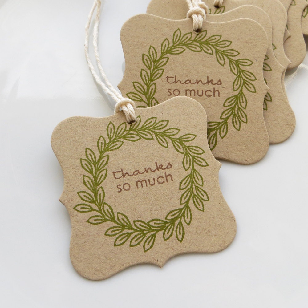 Thanks So Much Tags Wreath - Set of 8 - Thank You Tags Rustic Wedding Favor Tags Il_570xn
