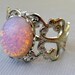 Pink Opal Ring Silver Adjustable Glass Stone