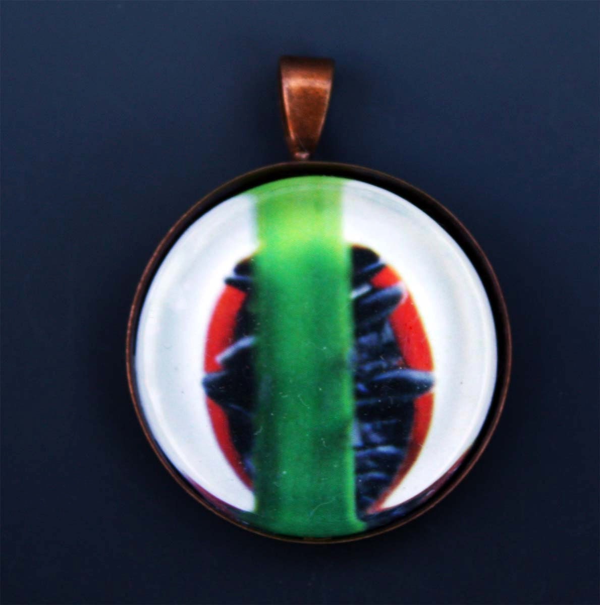 Lady Bug on a Blade of Grass Copper Pendant Original Artwork