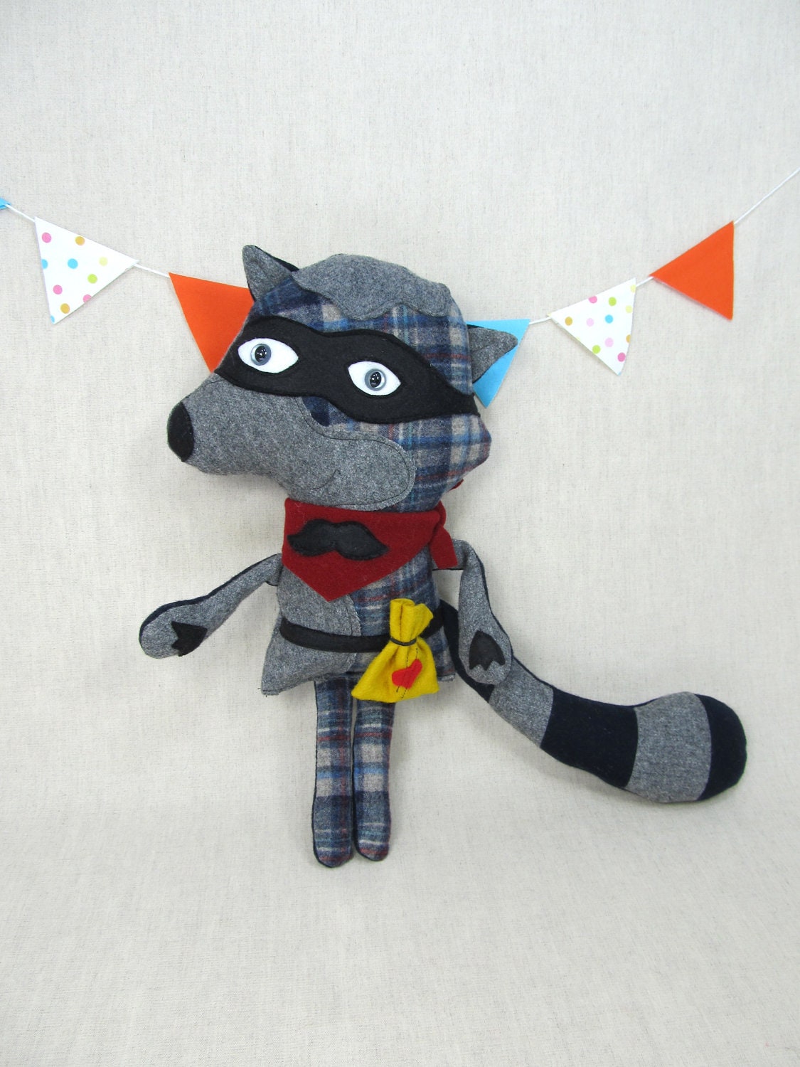 Bandit Raccoon - Handmade, Stuffed Animal, Toy, Children, Plush