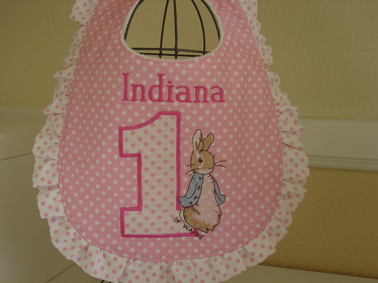 Personalized Peter Rabbit Beatrix Potter birthday baby bib