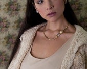 Statement Necklace, Vintage Style Jewelry, Golden Necklace, Button Necklace