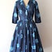 1950s dress / vintage 50s dress / silk floral dress / Wild Blue Iris