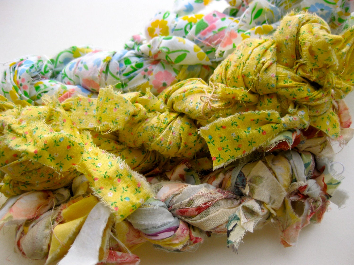 SALE 15% Off, fabric ribbon yarn, Trio of Delights