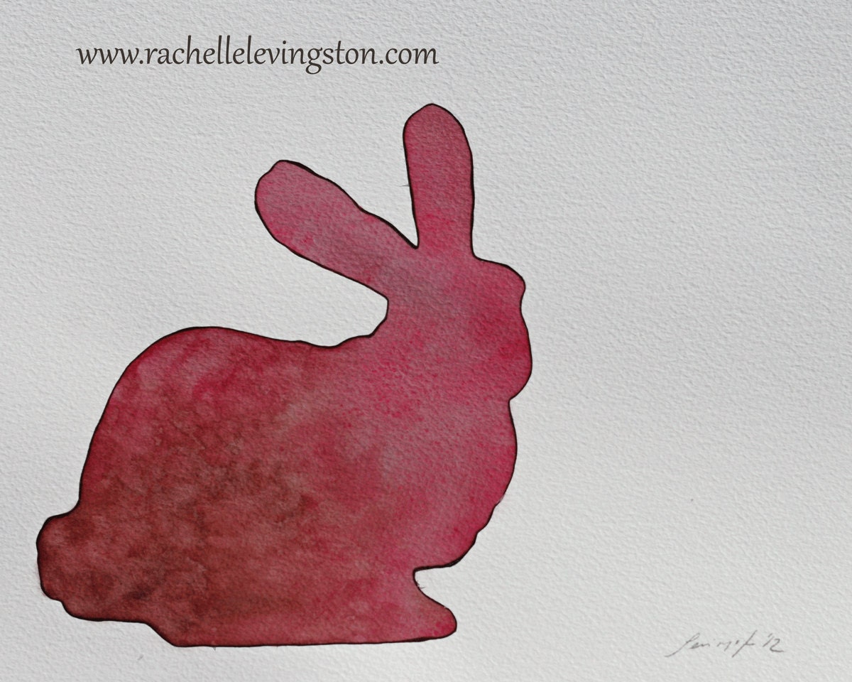 baby Shower gift idea original nursery painting Silhouette bunny silhouette pink bunny pink rabbit nursery decor 8 x10 watercolor animal