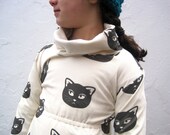 Organic Girls Cat Dress - Cowl Neck Toddler Girls Dress in Black and White - Eco Friendly Kids Fashion