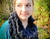 Grey Tweed Buttoned Cowl Scarf   READY TO SHIP Very Rare Unique Right-angled Trapezoid Natural Wood Shank Button Women's Scarf